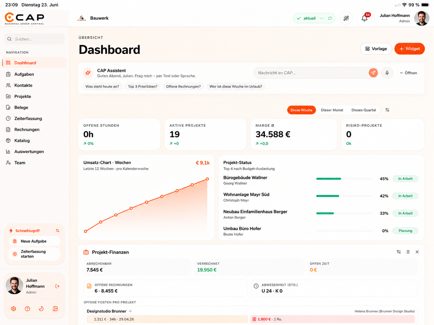 Dashboard – Ansicht in CAP